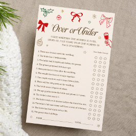 Christmas Bridal Shower Over or Under Game