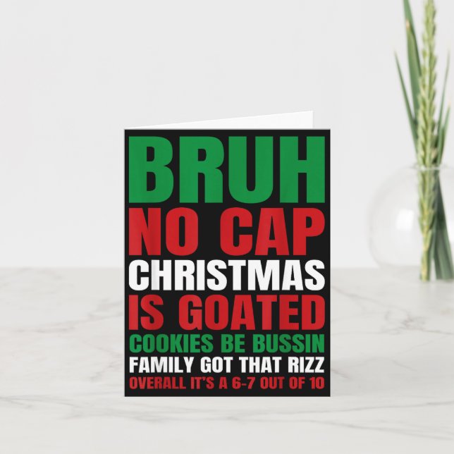 Christmas Bruh No Cap Cookies Bussin Funny Rizz Me Kort (Framsida)