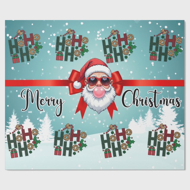 Christmas Bubblegum Santa Wrapping Paper Presentpapper (Platt)
