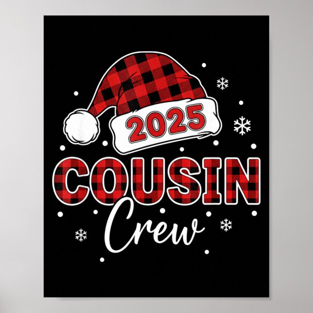 Christmas Buffalo Plaid 2025 Cousin Crew Santa Hat Poster (Framsidan)