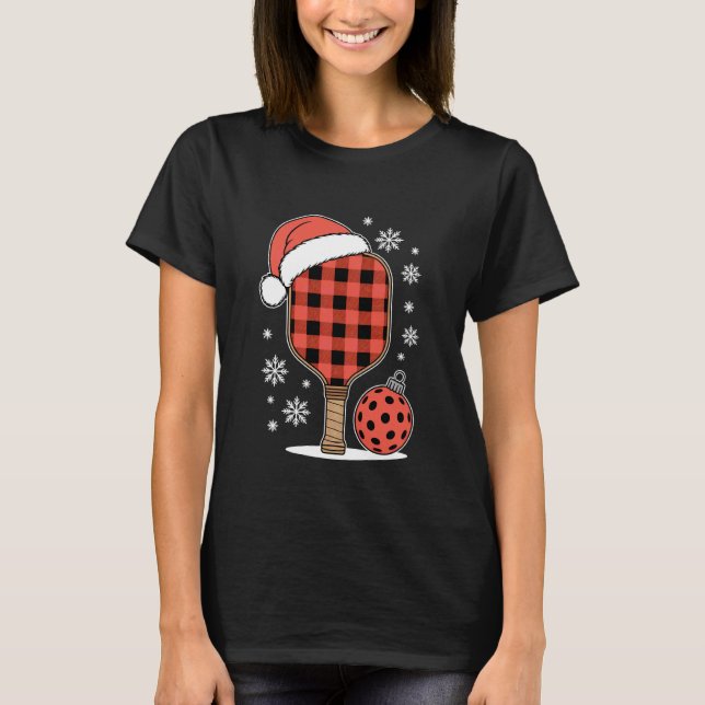 Christmas Buffalo Plaid Pickleball Paddle with San T Shirt (Framsida)