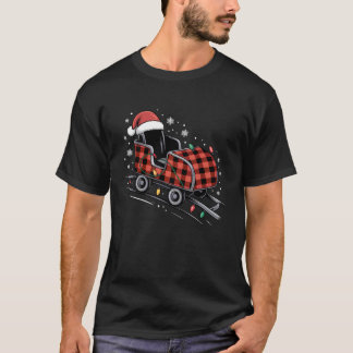Christmas Buffalo Plaid Roller Coaster Car with Sa T Shirt