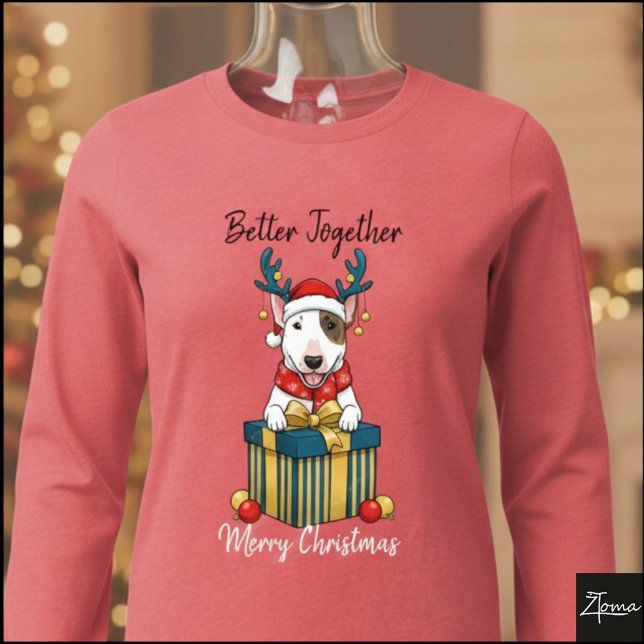 Christmas Bull Terrier Reindeer Gift Graphic T Shirt (Skapare uppladdad)