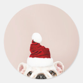 CHRISTMAS BULLDOG STICKER RUNT KLISTERMÄRKE