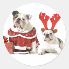 CHRISTMAS BULLDOGS STICKERS RUNT KLISTERMÄRKE