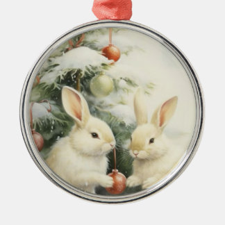 Christmas Bunnies Tree Family Julgransprydnad Metall