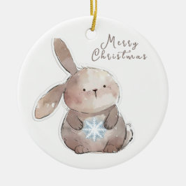 Christmas Bunny and Snowflake, personalized Julgransprydnad Keramik