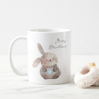 Christmas Bunny and Snowflake, personalized Kaffemugg
