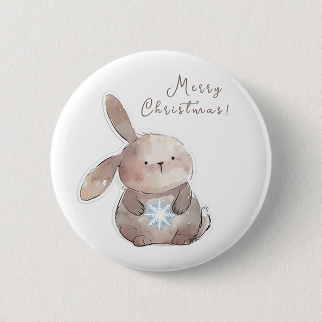Christmas Bunny and Snowflake, personalized Knapp (Framsida)