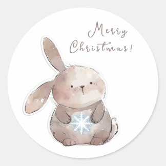 Christmas Bunny and Snowflake, personalized Runt Klistermärke