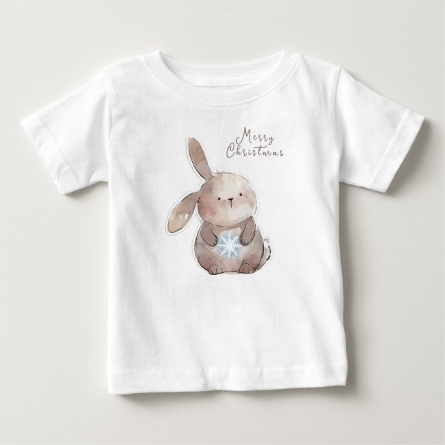Christmas Bunny and Snowflake, personalized T Shirt (Framsida)
