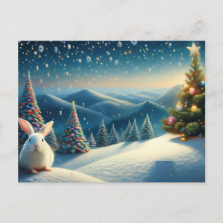 Christmas Bunny with Decorated Christmas Tree Helg Vykort