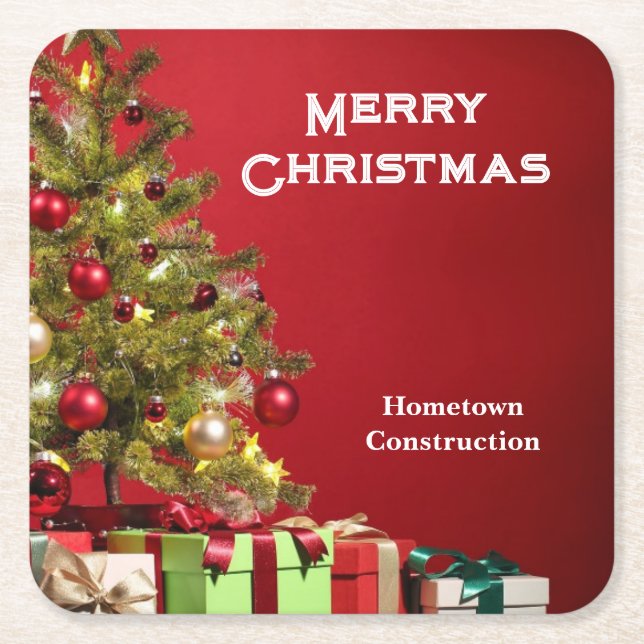 Christmas Business Promotional Personalize Text 6 Underlägg Papper Kvadrat (Framsidan)