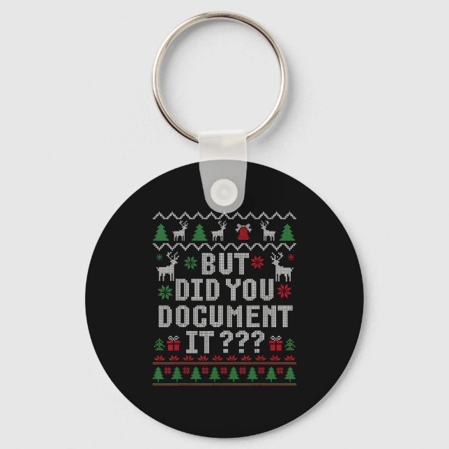 Christmas But Did You Doent It Ugly Office Sweater Nyckelring (Framsida)