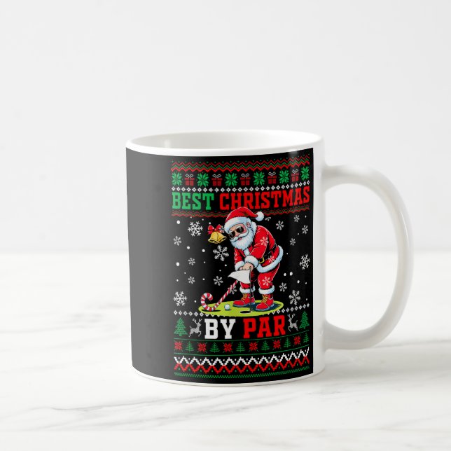 Christmas By Par Santa Sweater Playing Golf Golfer Kaffemugg (Höger)