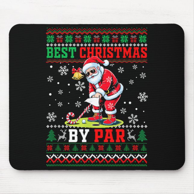 Christmas By Par Santa Sweater Playing Golf Golfer Musmatta (Framsidan)
