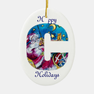 CHRISTMAS C BREV / INSPIRED SANTA MONOGRAM JULGRANSPRYDNAD KERAMIK