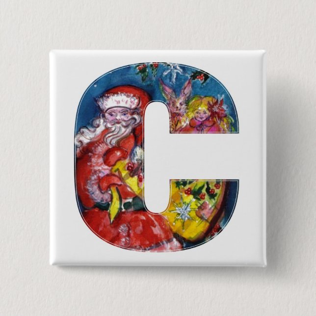 CHRISTMAS C BREV / SANTA MED GIFTS MONOGRAM KNAPP (Framsida)