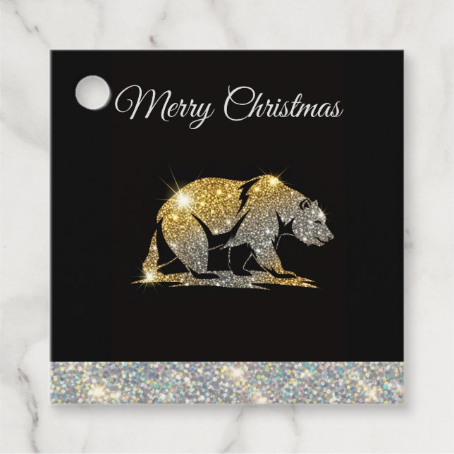 Christmas California Bear Gåvor Etiketter (Framsida)