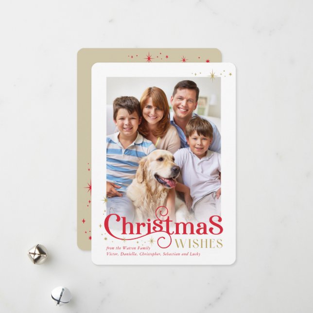 CHRISTMAS calligraphy stylish festive modern photo Julkort (Fram/Back In Situ)