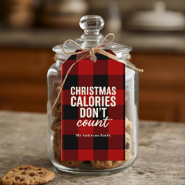 “Christmas Calories Don’t Count” Buffalo Plaid Presentetikett