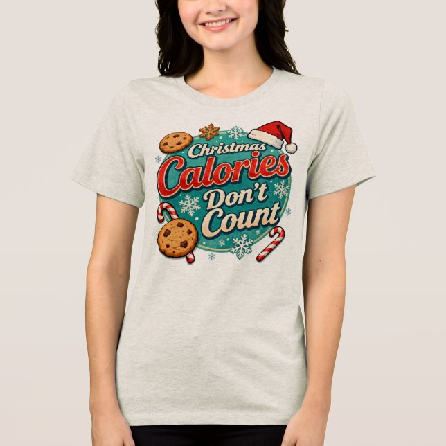 Christmas Calories Don’t Count Funny Santa Claus  T Shirt (Framsida)