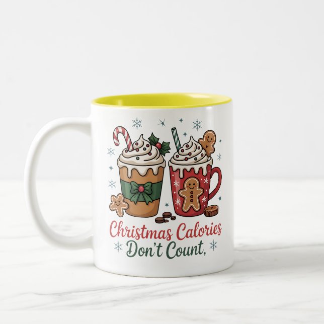christmas calories don't count mug design  Två-Tonad mugg (Vänster)