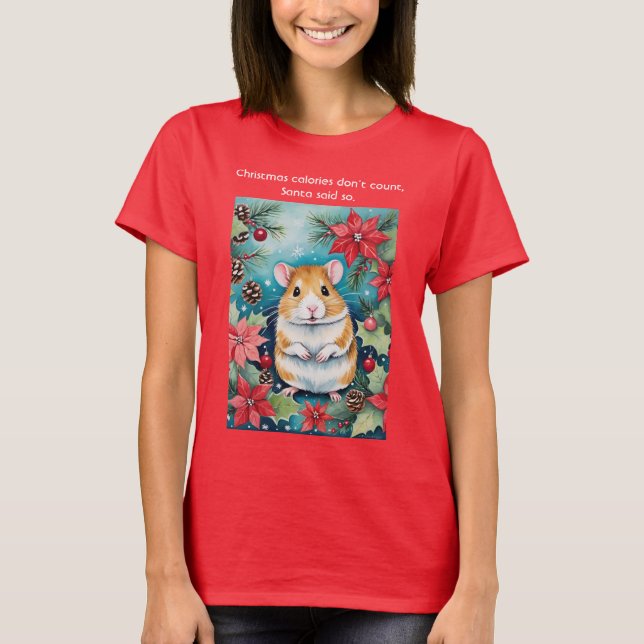 Christmas Calories Funny Chubby Holiday Mouse T Shirt (Framsida)