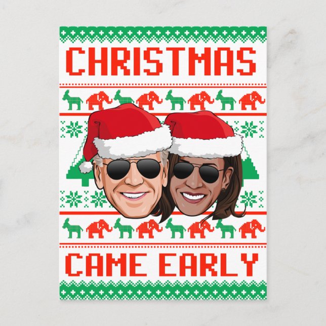 CHRISTMAS CAME TIDIGT - Biden Harris 2020 Vykort (Framsida)