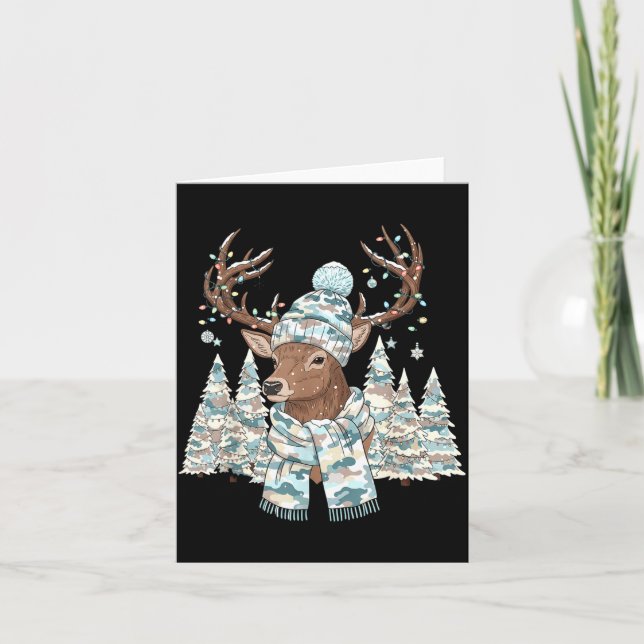 Christmas Camo Hunting Reindeer Pajamas With Deer  Kort (Framsida)