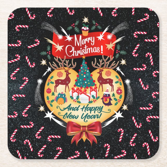 Christmas Candies Underlägg Papper Kvadrat (Framsidan)