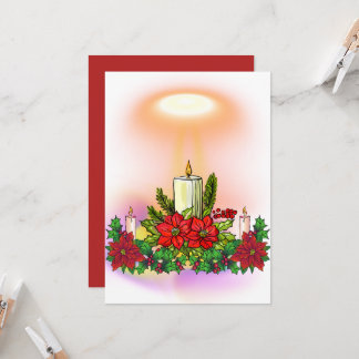 Christmas Candle Card with Poinsettia Inbjudningar
