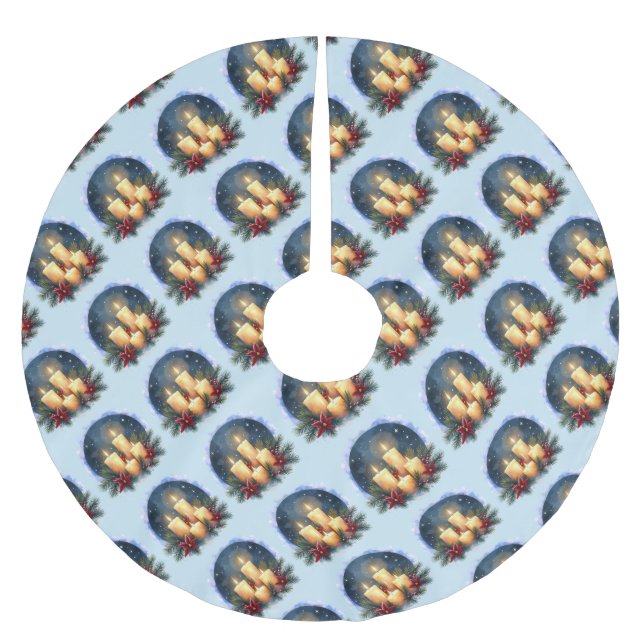 Christmas Candle Glow with Poinsettias Julgransmatta Borstad Polyester (Framsidan)