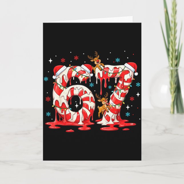 Christmas Candy Cane 67 Meme Six Seven Funny Boys  Kort (Framsida)