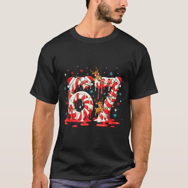 Christmas Candy Cane 67 Meme Six Seven Funny Boys  T Shirt (Framsida)
