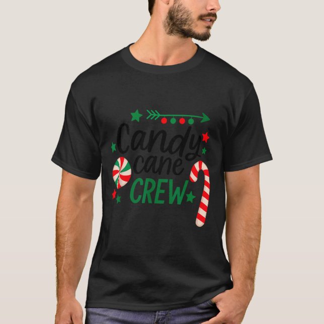 Christmas Candy Cane Crew Shirt Women Girls Boys K T Shirt (Framsida)