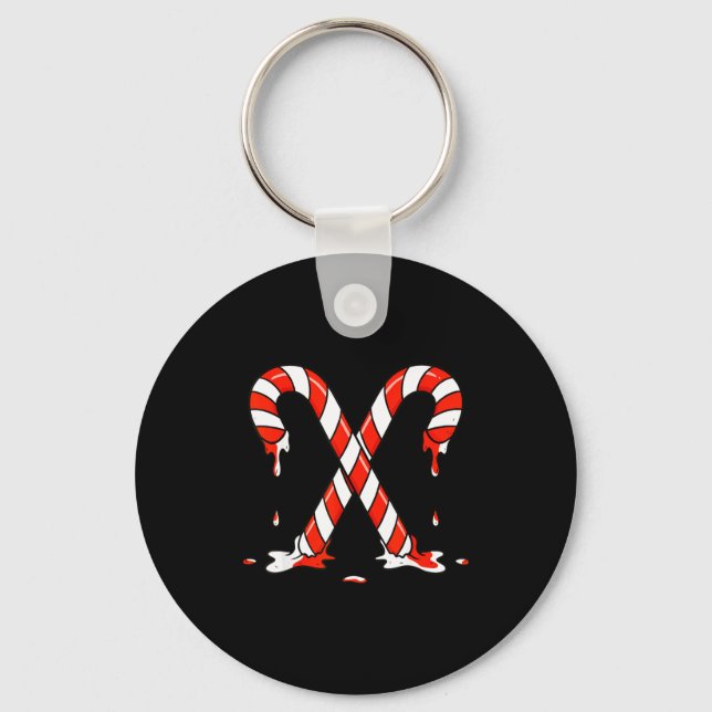 Christmas Candy Cane Drip Boys Girls Kids  Nyckelring (Framsida)
