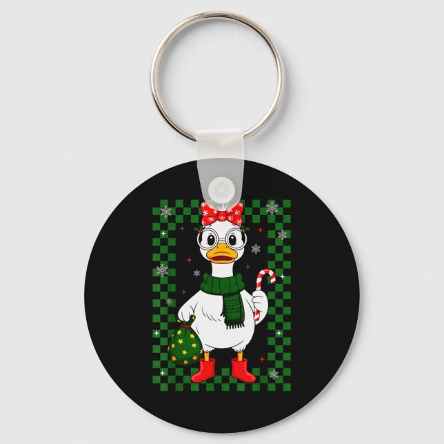 Christmas Candy Cane Goose Matching Couple Xmas Bo Nyckelring (Framsida)