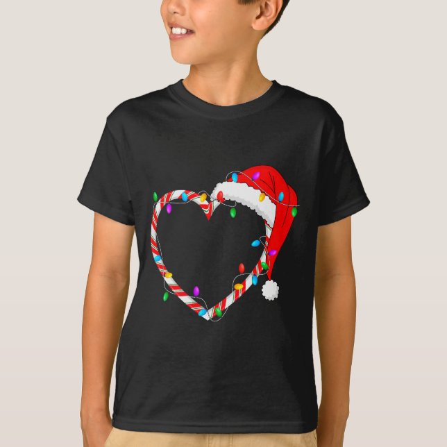 Christmas Candy Cane Heart Funny Love Candy Men Wo T Shirt (Framsida)