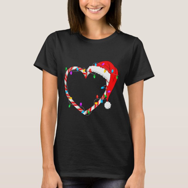 Christmas Candy Cane Heart Funny Love Candy Men Wo T Shirt (Framsida)