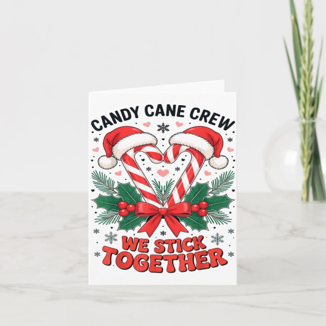 Christmas Candy Cane Heart Holiday Family Matching Kort (Framsida)