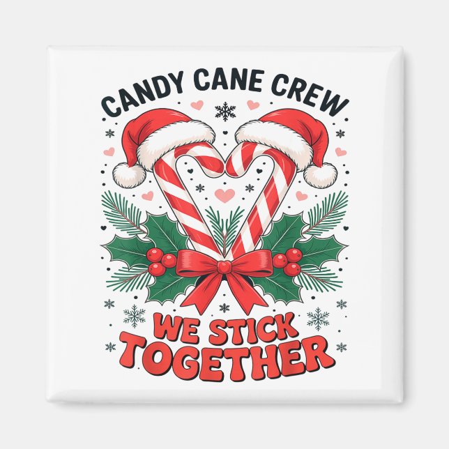 Christmas Candy Cane Heart Holiday Family Matching Magnet (Framsidan)