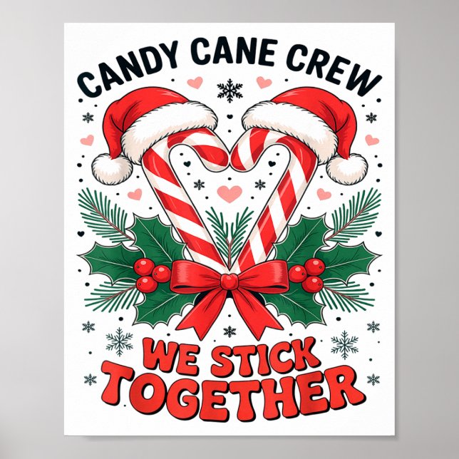 Christmas Candy Cane Heart Holiday Family Matching Poster (Framsidan)