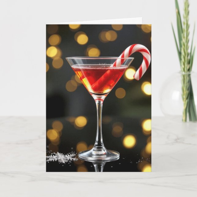 Christmas Candy Cane In a Cocktail Kort (Framsida)