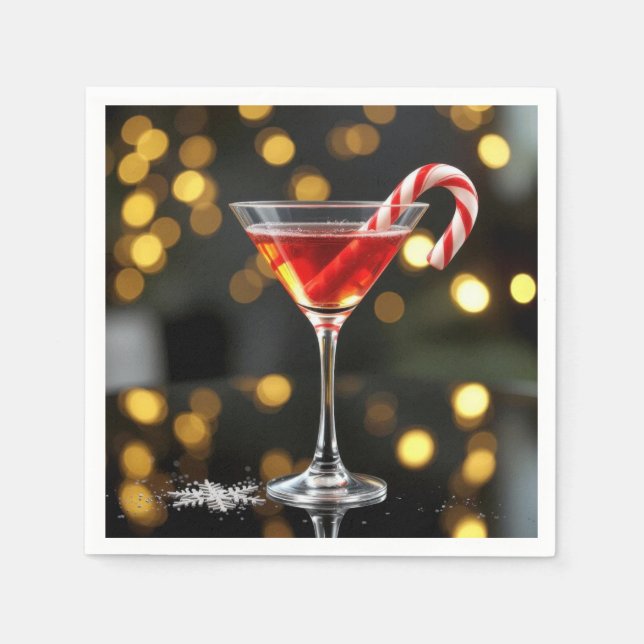 Christmas Candy Cane In a Cocktail Pappersservett (Framsidan)