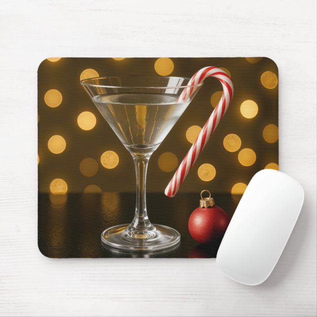 Christmas Candy Cane On a Martini Glass Musmatta (Med mus)