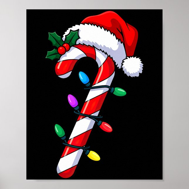 Christmas Candy Cane Santa Xmas  Poster (Framsidan)
