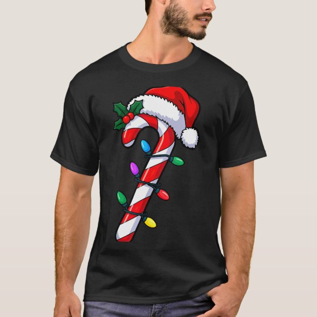 Christmas Candy Cane Santa Xmas  T Shirt (Framsida)