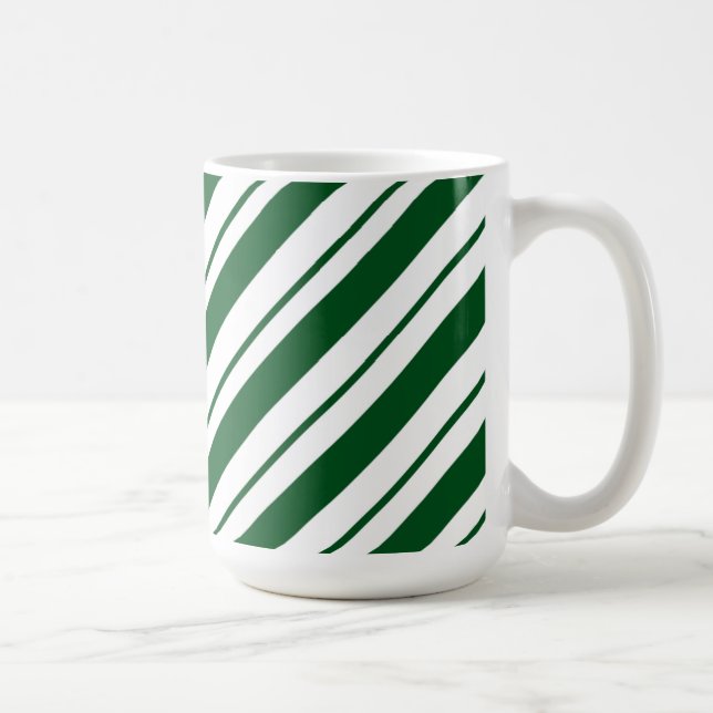 Christmas Candy Cane Stripes in Green and White  Kaffemugg (Höger)