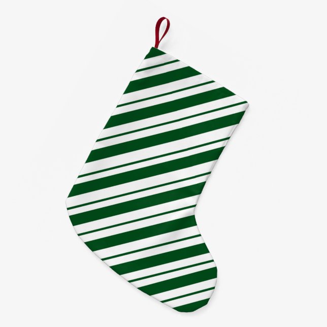 Christmas Candy Cane Stripes in Green and White  Liten Julstrumpa (Framsidan (Hängande))